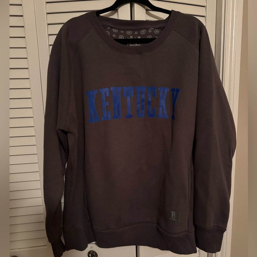 Kentucky Logo Women’s Crewneck Sweater with pockets - Dark Gray and Blue